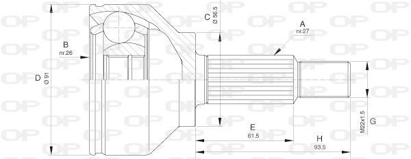 OPEN PARTS Шарнирный комплект, приводной вал CVJ5620.10